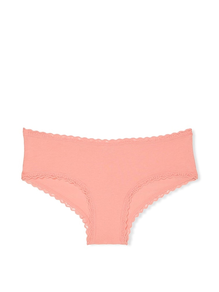 Victoria's Secret Peachy Orange Cheeky Cotton Lace Waist Knickers - Image 3 of 3