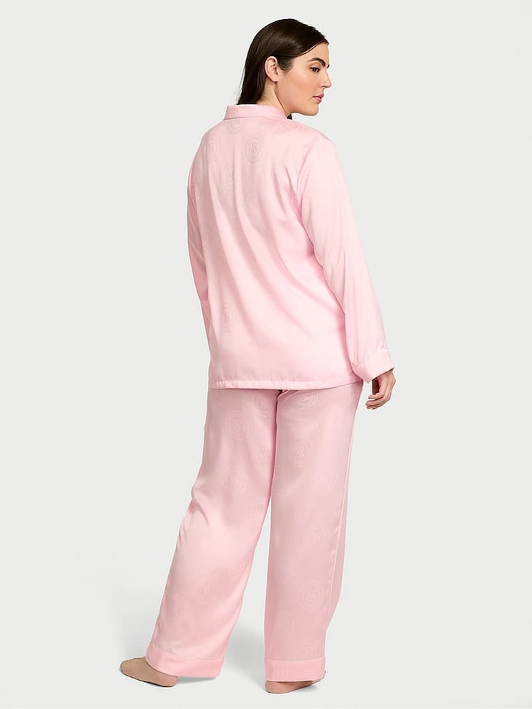 Victoria's Secret Angel Pink Jacquard Satin Long Pyjama Set - Image 1 of 1 Victoria's Secret Angel Pink Jacquard Satin Long Pyjama Set - Image 1 of 1