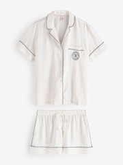 Victoria's Secret White Stripe Satin Short Pyjama Set - Image 1 of 7