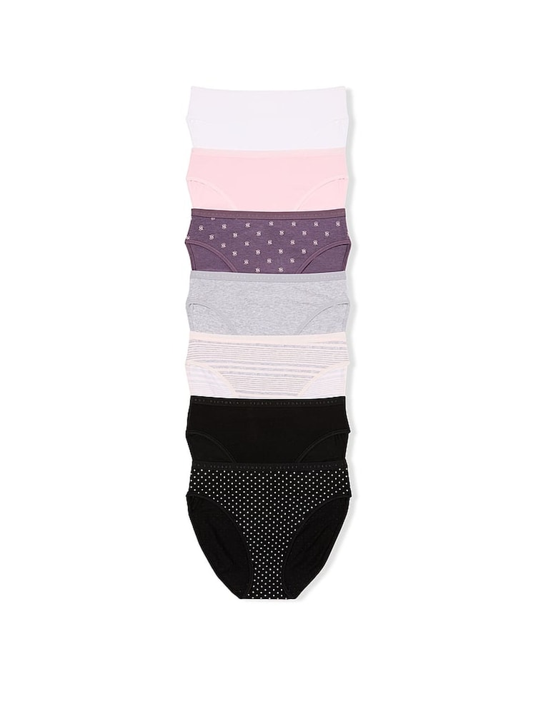 Wit/roze/paars/grijs/zwart - Victoria's Secret set van 7 slips met logo - Image 1 of 3