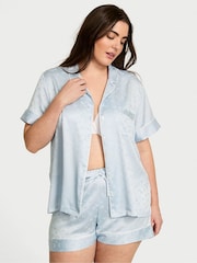 Victoria's Secret Palest Blue Butterfly Jacquard Satin Short Pyjama Set - Image 1 of 3