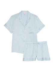 Victoria's Secret Palest Blue Butterfly Jacquard Satin Short Pyjama Set - Image 3 of 3