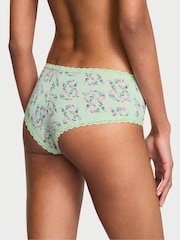 Victoria's Secret Mint Green Floral Logo Cheeky Cotton Lace Waist Knickers - Image 2 of 3