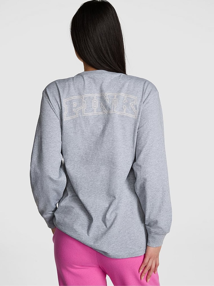 Victoria's Secret PINK Grey Heather Long Sleeve T-Shirt - Image 2 of 4