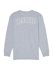 Victoria's Secret PINK Grey Heather Long Sleeve T-Shirt - Image 4 of 4
