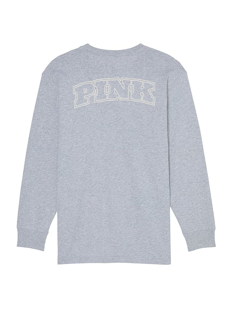Victoria's Secret PINK Grey Heather Long Sleeve T-Shirt - Image 4 of 4