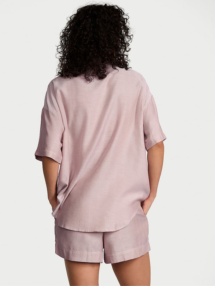 Victoria's Secret Nostalgia Rose Pink Herringbone Cotton Modal Short Pyjama Set - Image 2 of 2
