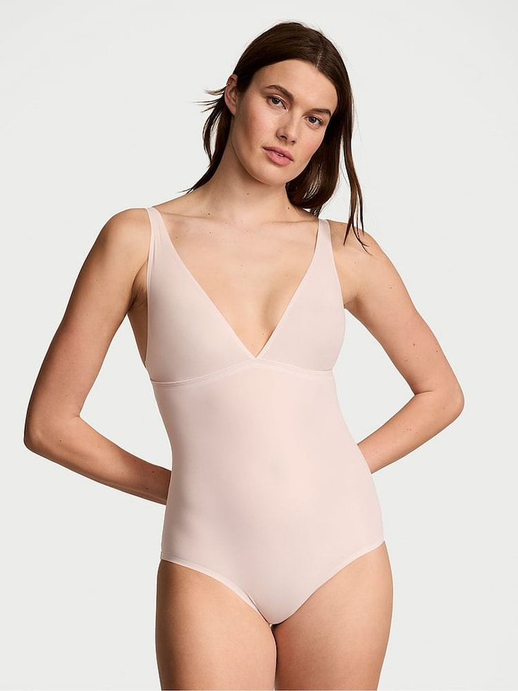 Victoria's Secret Glaze Nude Shaping SheerSmoothing™ Plunge Bodysuit - Image 1 of 3