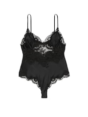 Victoria's Secret Black Satin & Lace Bodysuit - Image 3 of 3