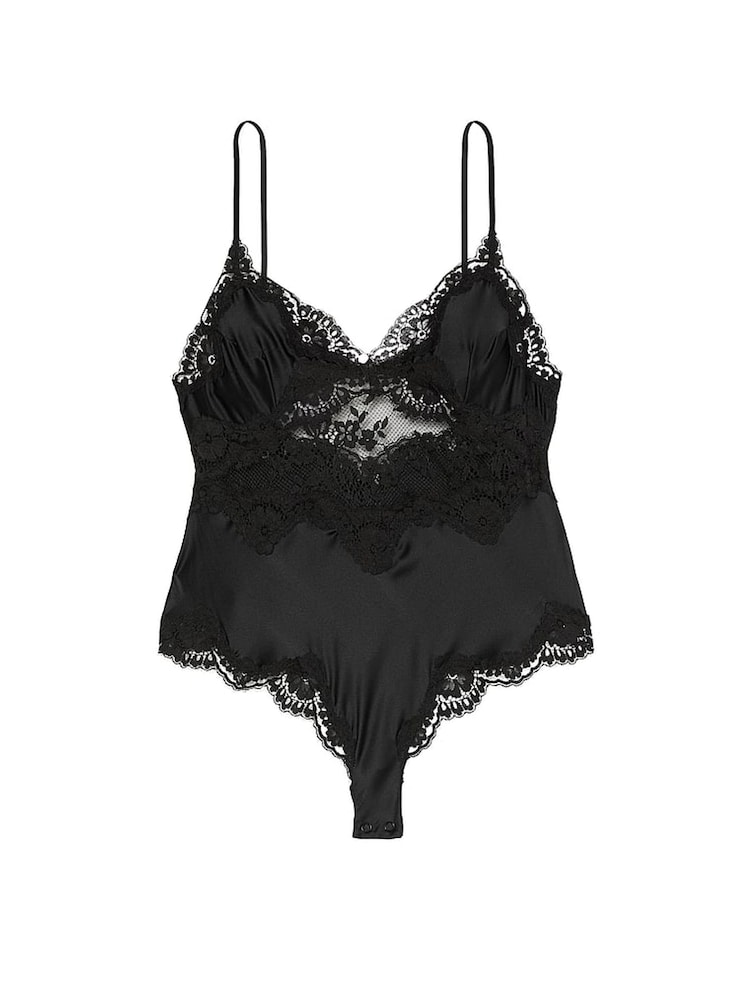 Victoria's Secret Black Satin & Lace Bodysuit - Image 3 of 3