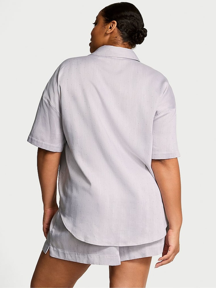Victoria's Secret Turtle Dove Grey Herringbone Cotton Modal Short Pyjama Set - Image 2 of 2