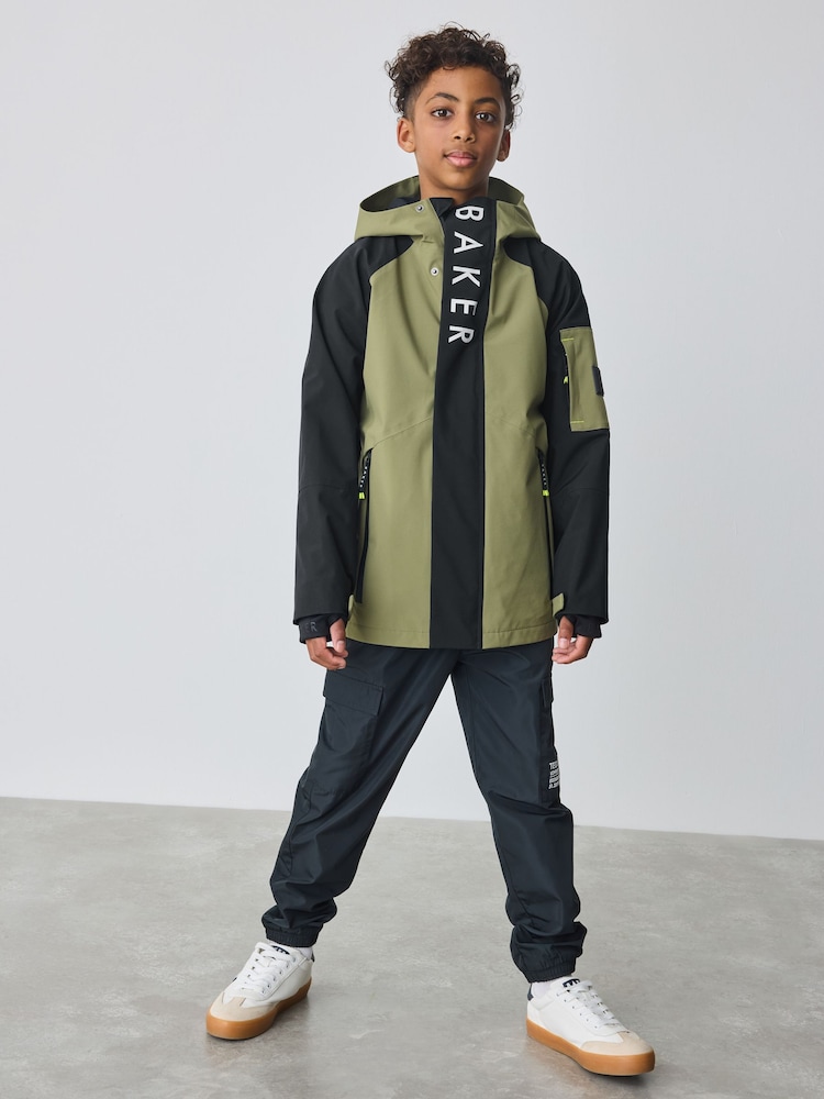 Khaki-Grün/Schwarz - Baker by Ted Baker Shower Resistant Colourblock Coat - Bild 1 von 13