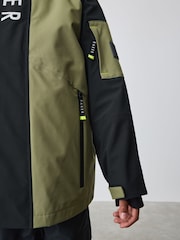 Khaki-Grün/Schwarz - Baker by Ted Baker Shower Resistant Colourblock Coat - Bild 6 von 13