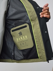 Khaki-Grün/Schwarz - Baker by Ted Baker Shower Resistant Colourblock Coat - Bild 7 von 13