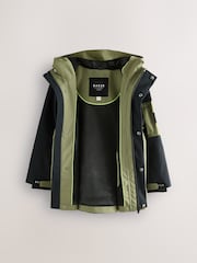 Khaki-Grün/Schwarz - Baker by Ted Baker Shower Resistant Colourblock Coat - Bild 9 von 13