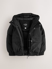 Baker by Ted Baker Shower Resistant Padded Bomber Black Coat - Image 10 of 15