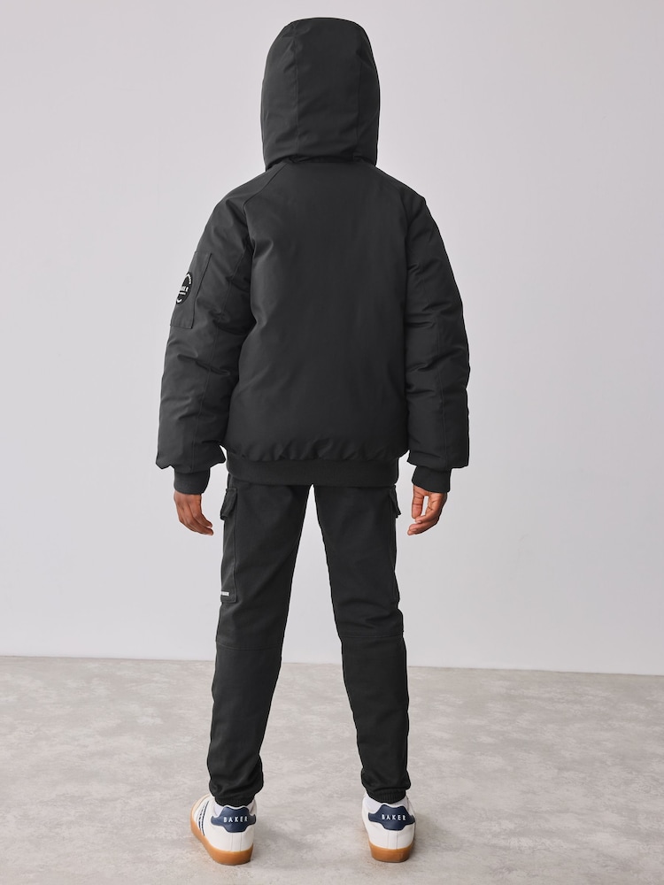 Baker by Ted Baker Shower Resistant Padded Bomber Black Coat - Image 2 of 15