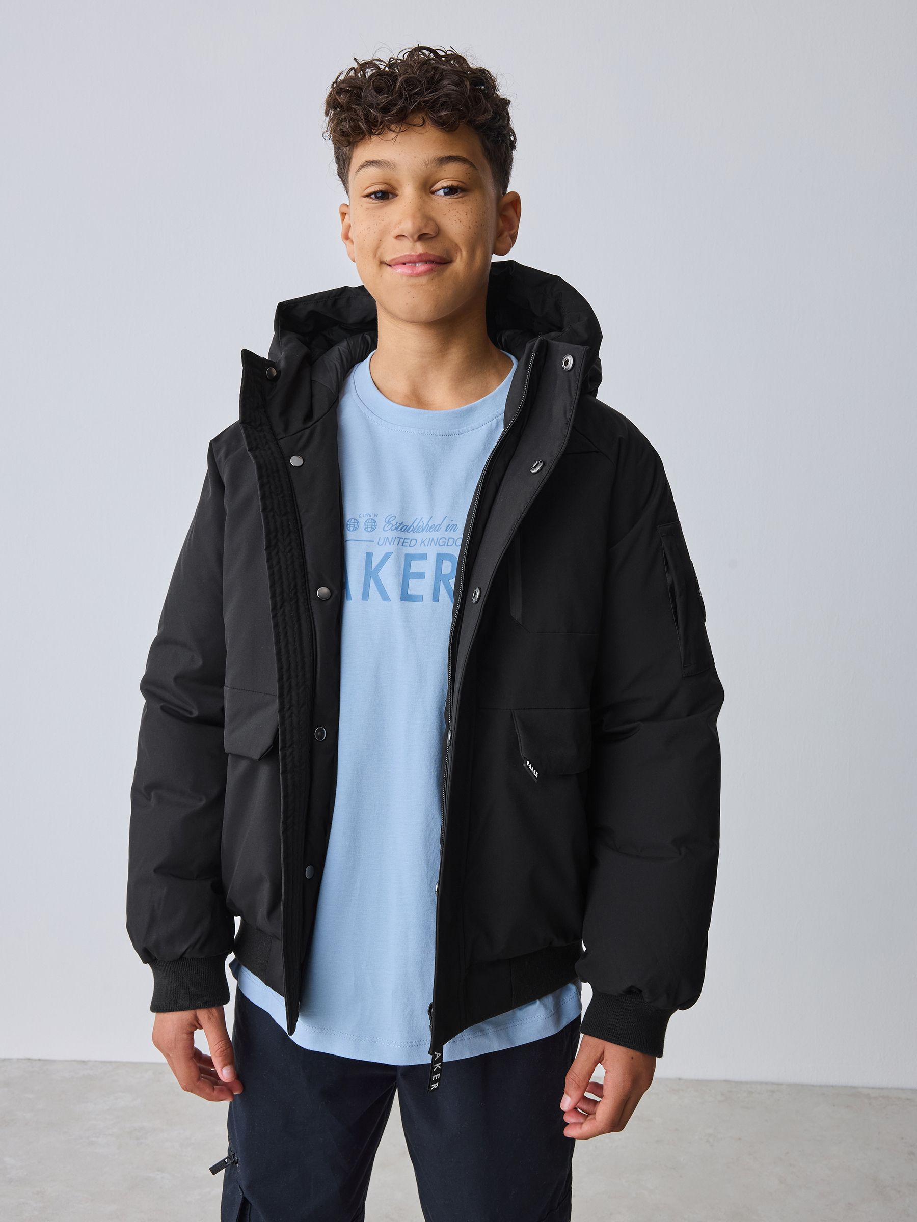 Buy Baker by Ted Baker Shower Resistant Padded Bomber Black Coat