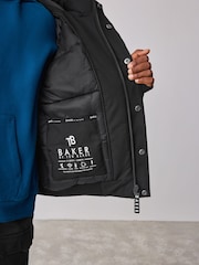 Baker by Ted Baker Shower Resistant Padded Bomber Black Coat - Image 7 of 15