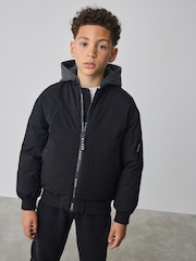 Baker by Ted Baker Shower Resistant Padded Bomber Black Coat - Image 1 of 15