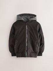 Baker by Ted Baker Shower Resistant Padded Bomber Black Coat - Image 8 of 15