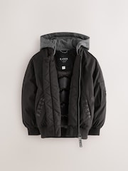 Baker by Ted Baker Shower Resistant Padded Bomber Black Coat - Image 9 of 15