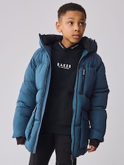 Baker by Ted Baker Blue Shower Resistant Midlength Padded Coat - Image 1 of 16