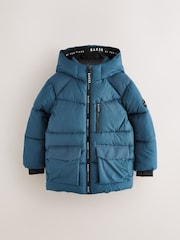 Baker by Ted Baker Blue Shower Resistant Midlength Padded Coat - Image 10 of 16