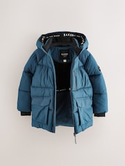 Baker by Ted Baker Blue Shower Resistant Midlength Padded Coat - Image 11 of 16