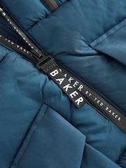 Baker by Ted Baker Blue Shower Resistant Midlength Padded Coat - Image 14 of 16