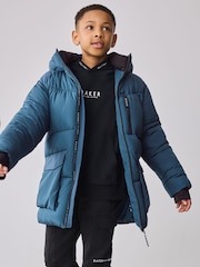 Baker by Ted Baker Blue Shower Resistant Midlength Padded Coat - Image 2 of 16