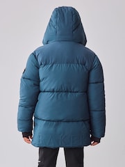 Baker by Ted Baker Blue Shower Resistant Midlength Padded Coat - Image 3 of 16