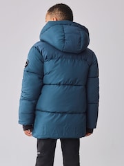 Baker by Ted Baker Blue Shower Resistant Midlength Padded Coat - Image 4 of 16