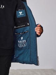 Baker by Ted Baker Blue Shower Resistant Midlength Padded Coat - Image 5 of 16