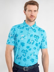 أزرق - Calvin Klein Golf Cyber Floral Printed Polo Shirt - صورة 1 من 1