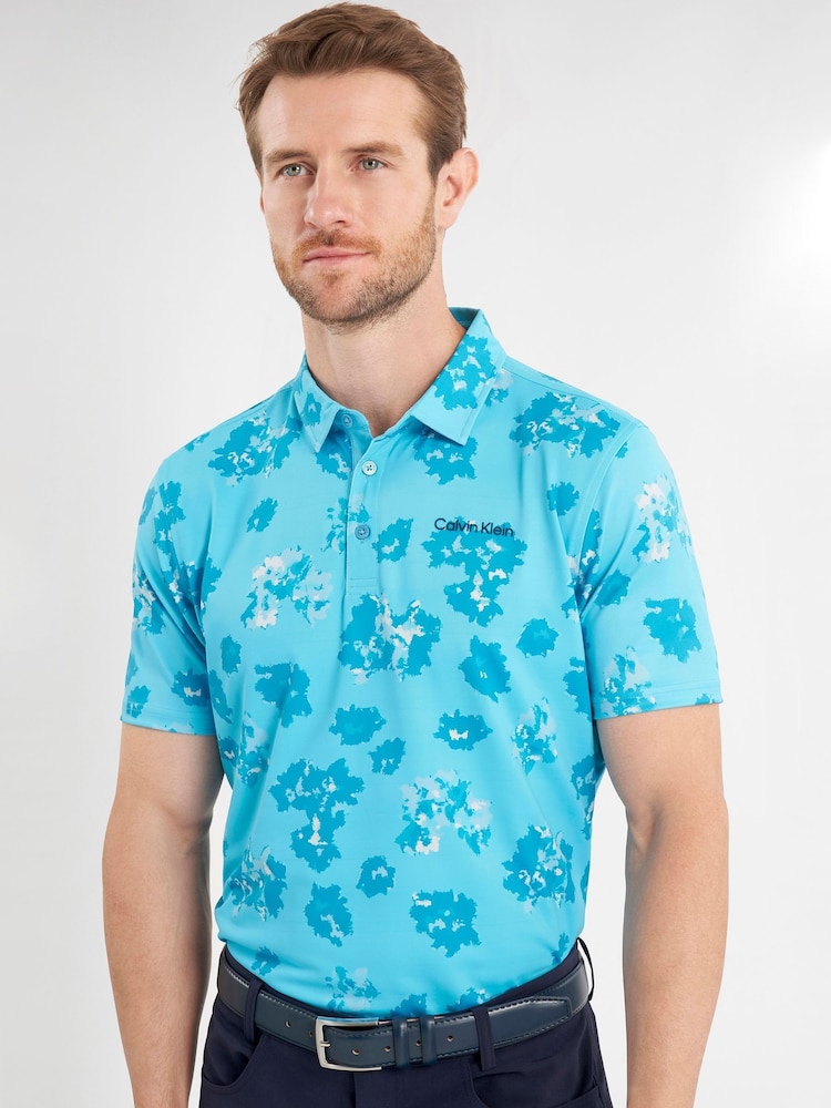 Calvin Klein Golf Cyber Floral Printed Polo Shirt - Image 4 of 7