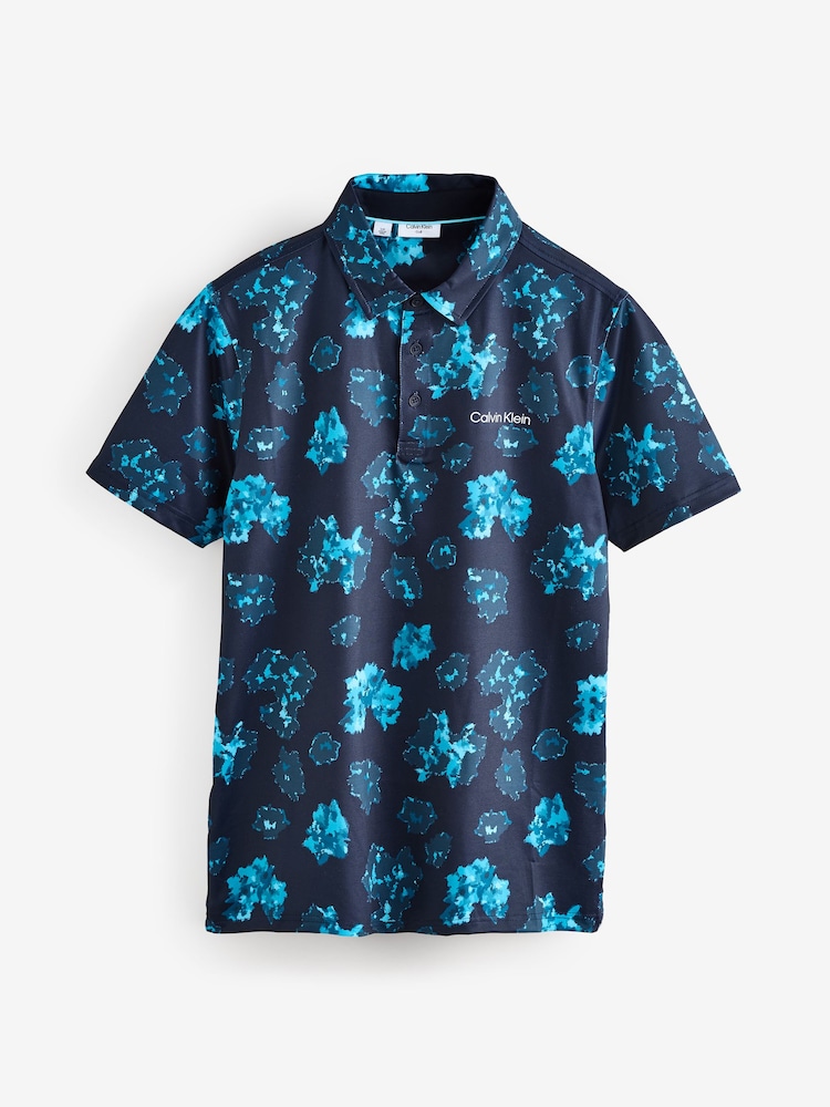 Azul celeste - Camisas polo Calvin Klein Golf Cyber com estampa floral - Imagem 1 de 1