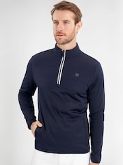 Calvin Klein Golf Blue Atlantic Hybrid Half Zip Sweatshirt - Image 1 of 8