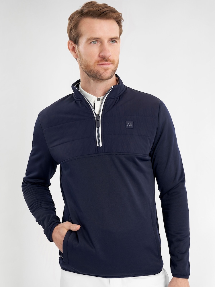 Calvin Klein Golf Blue Atlantic Hybrid Half Zip Sweatshirt - Image 4 of 8