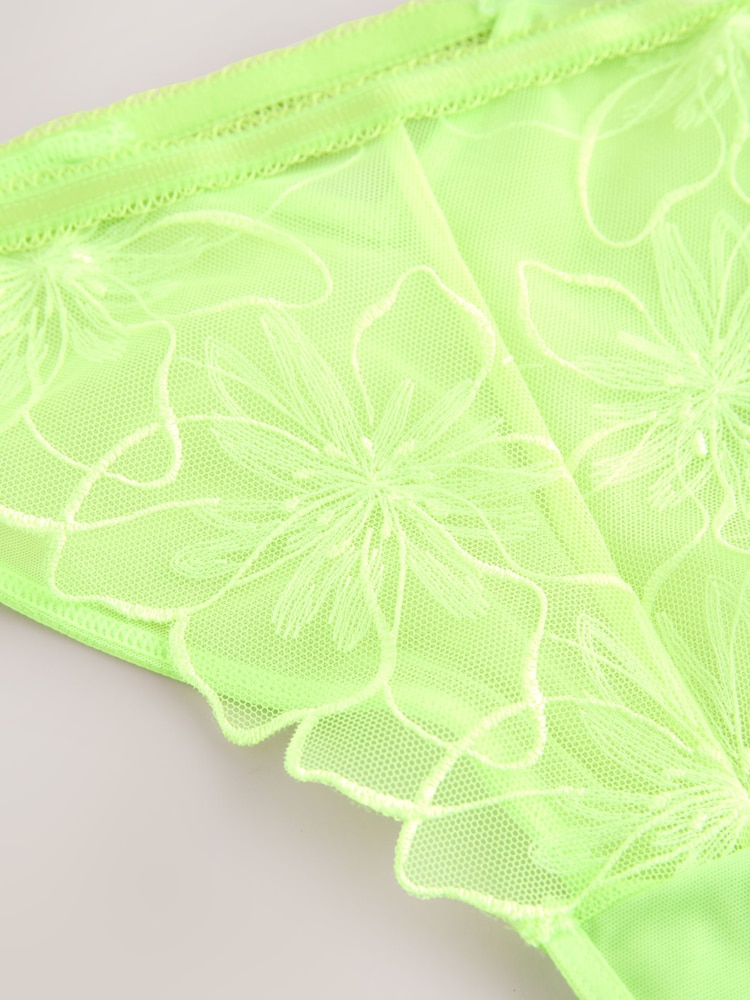 Lime Green Brazilian Premium Embroidery Knickers - Image 2 of 3