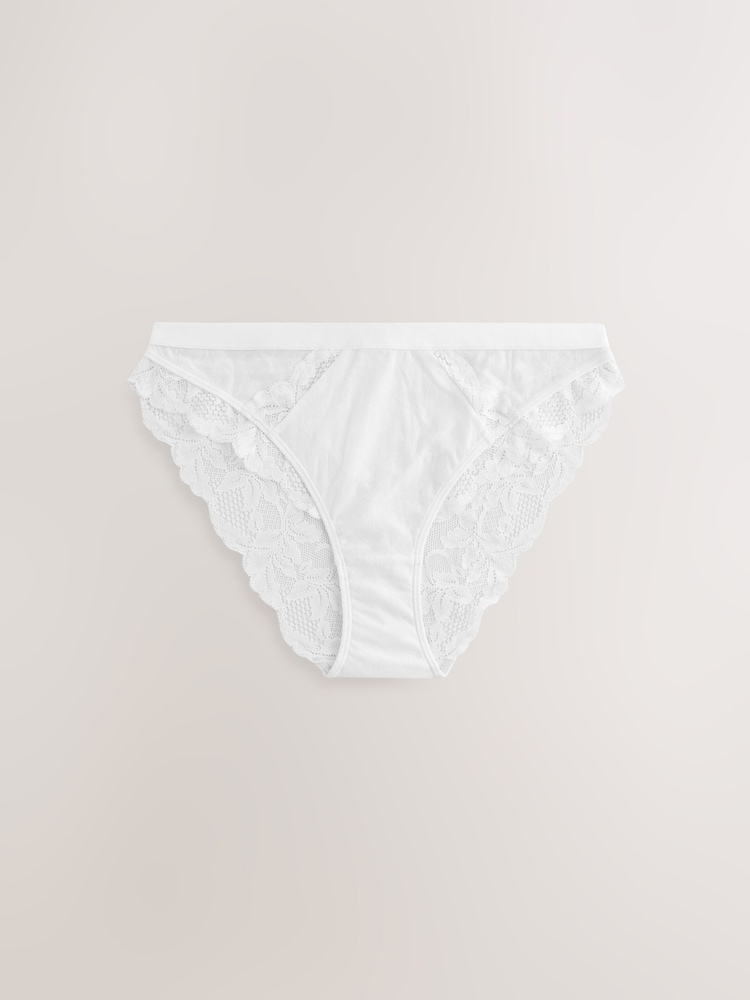 Green/Orange/Cream High Leg Lace Trim Knickers 3 Pack - Image 2 of 6