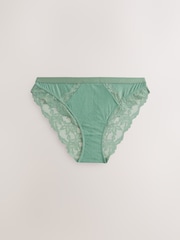 Green/Orange/Cream High Leg Lace Trim Knickers 3 Pack - Image 4 of 6