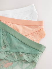 Green/Orange/Cream High Leg Lace Trim Knickers 3 Pack - Image 6 of 6