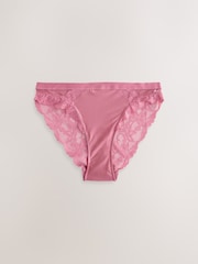 Black Print / Pink High Leg Lace Trim Knickers - Image 10 of 12