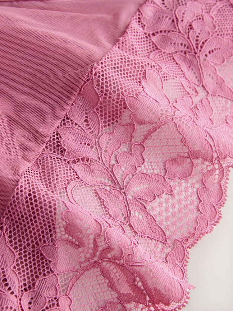 Black Print / Pink High Leg Lace Trim Knickers - Image 12 of 12