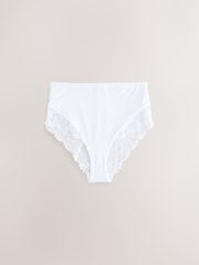 Black/White/Praline Nude High Rise High Leg Microfibre & Lace High Waist Knickers 3 Pack - Image 10 of 12