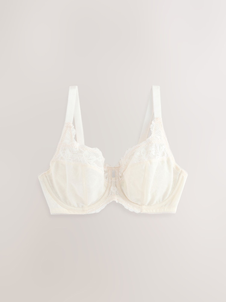 Bleu marine/rose/crème - Soutiens-gorge 3 Lot DD+ Dentelle à armatures sans rembourrage - Image 8 of 12