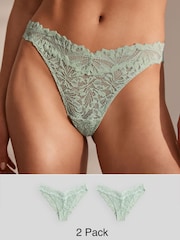 Mint Green Tanga Ultimate Comfort Lace Knickers 2 Pack - Image 1 of 9