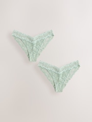 Mint Green Tanga Ultimate Comfort Lace Knickers 2 Pack - Image 5 of 9