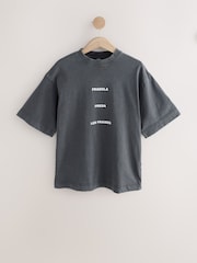 Gris antracita - Oversized Washed Strawberry Graphic Short Sleeve Crew Neck 100% Cotton T-Shirt - Imagen 5 de 8